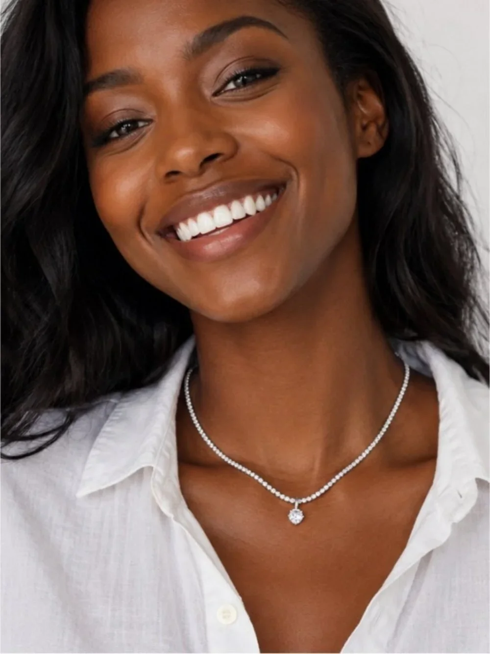 New! Anthropologie Silver Glam Crystal Pendant Necklace NWT